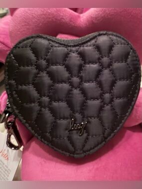 Lug  Black Quilted Heart Pouch / Bag Charm